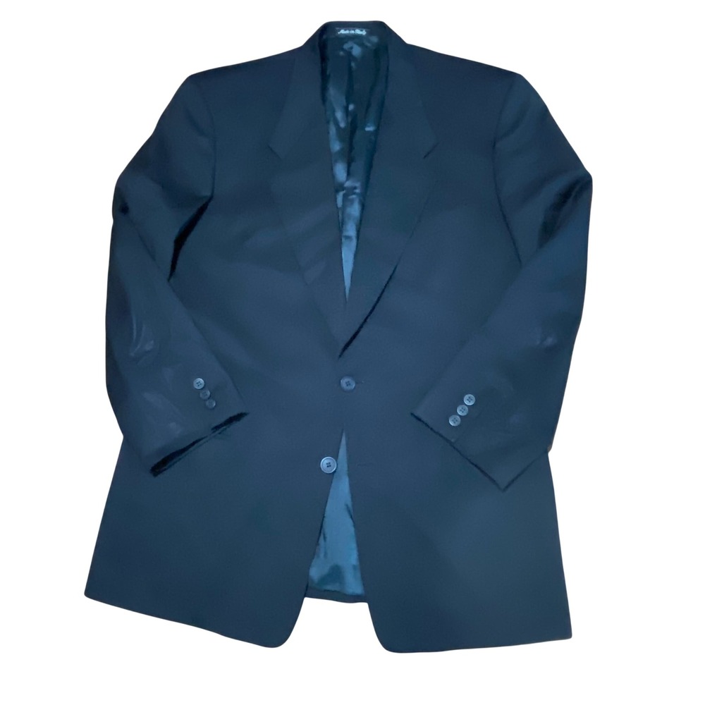 Giorgio Armani Le Collezioni Mens 41L Navy Blue Pure Virgin Wool Blazer Italy